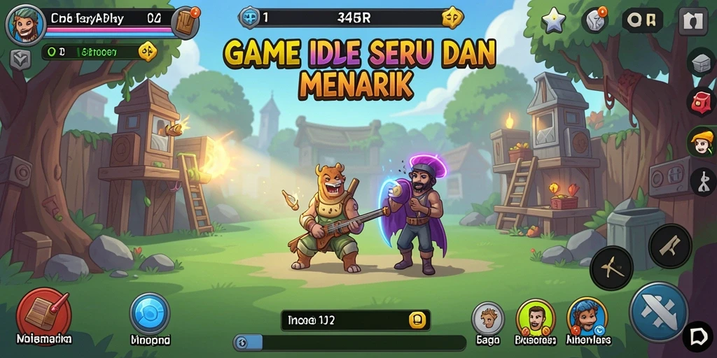 Tampilan gameplay seru dari 34R dengan elemen Idle yang menarik.