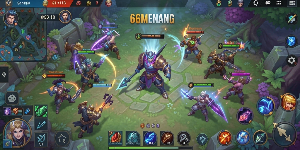 Tampilan aksi seru dalam gameplay MOBA 66MENANG.