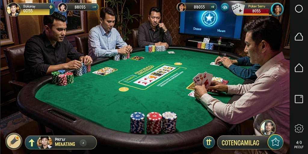 Screenshot gameplay <strong>8055</strong> menunjukkan pemain sedang berkompetisi dalam permainan Poker.