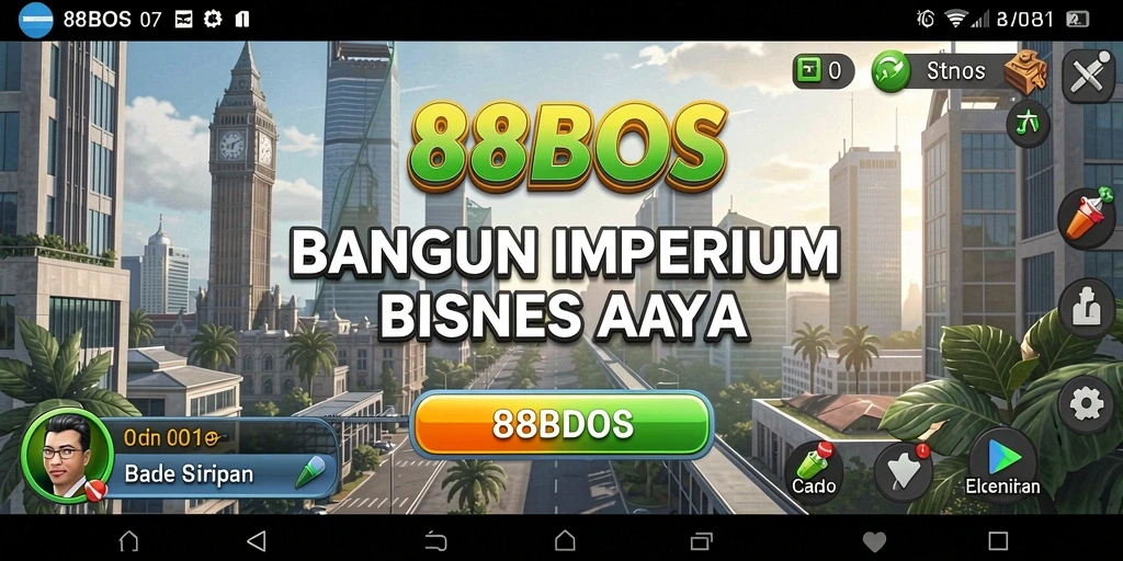 Gameplay <strong>88BOS</strong> menampilkan aksi membangun bisnis yang seru dan kompetitif.