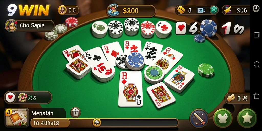 Tampilan gameplay seru saat bermain Gaple di 9WIN.