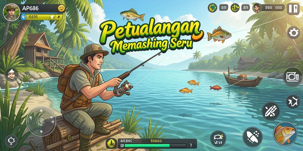 Tampilan gameplay AP686 dengan pengalaman memancing yang seru.