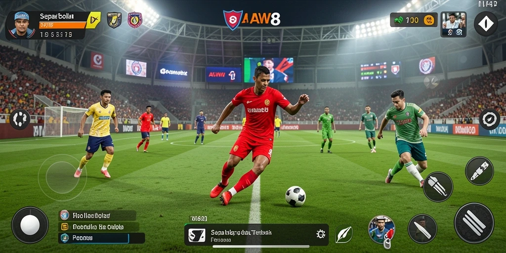Tampilan menegangkan dari pertandingan sepak bola di AW8 yang penuh aksi.
