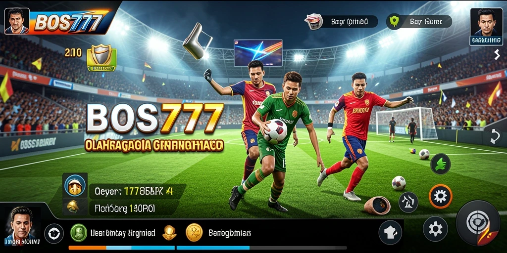 Tampilan layar utama BOS777 dengan aksi olahraga yang seru.