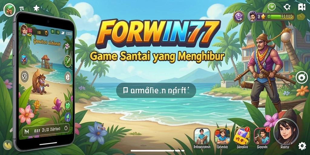 Tampilan gameplay FORWIN77 yang ceria dan menghibur.