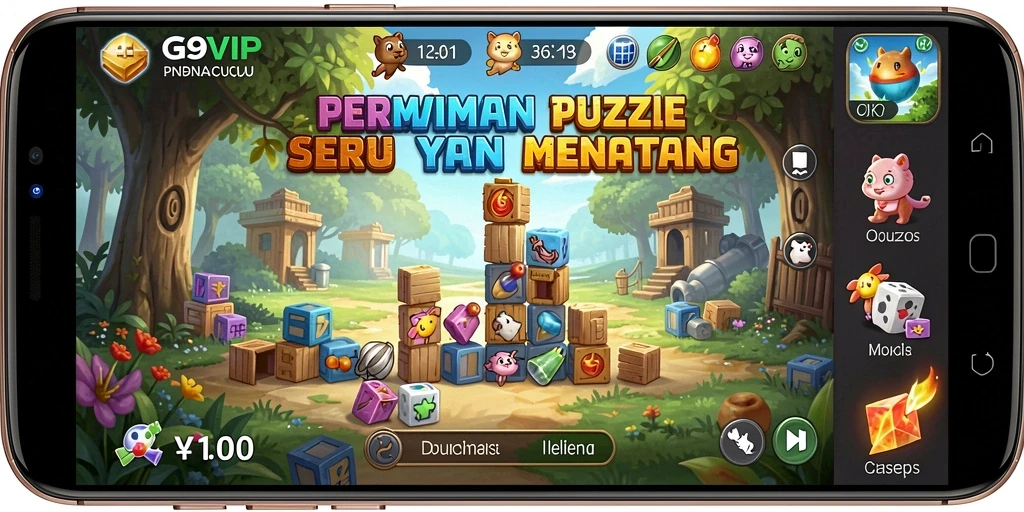 Tampilan gameplay G9VIP yang menampilkan berbagai level Puzzle menarik.