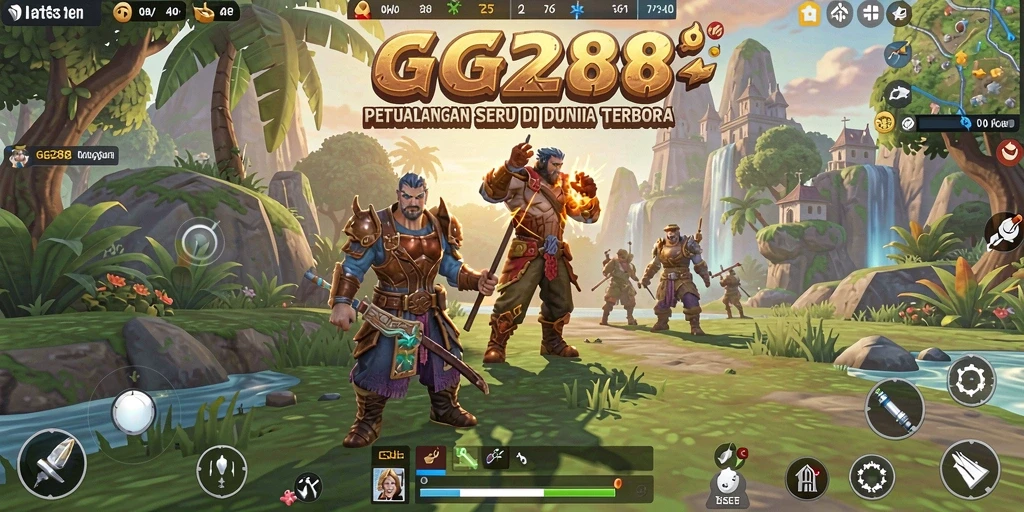 Screenshot gameplay GG288 menampilkan eksplorasi dunia terbuka yang indah.