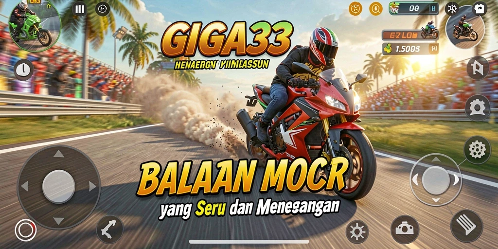 Gameplay seru GIGA33 dengan balapan motor yang menegangkan.