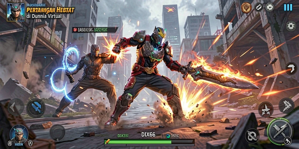 Screenshot gameplay IDX66 yang menampilkan pertarungan seru.