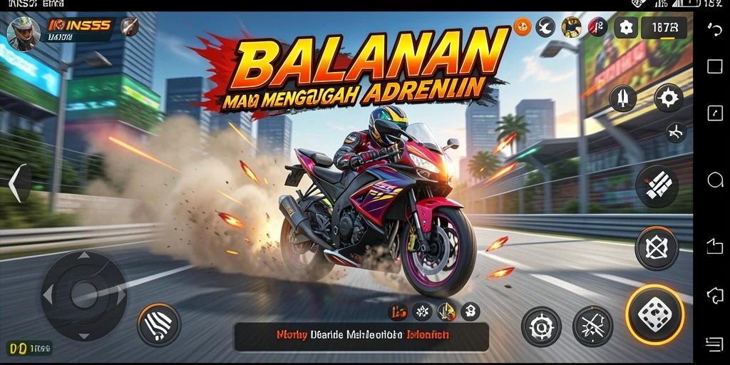Gameplay seru balapan motor di lintasan penuh tantangan.