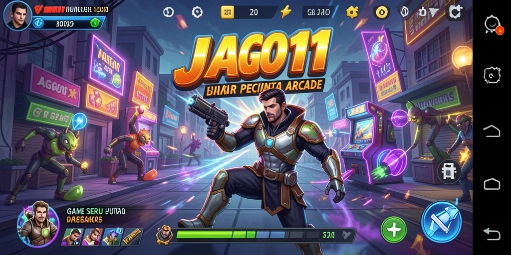 Tampilan gameplay JAGO11 yang dinamis dan penuh warna.