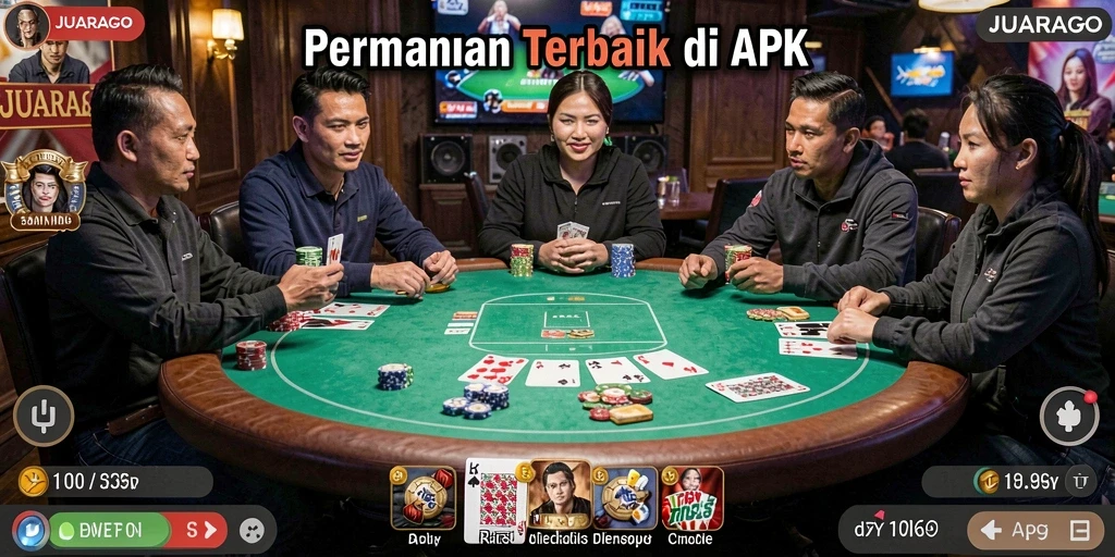 Tampilan menarik dari gameplay Poker JUARAGO yang mendebarkan.
