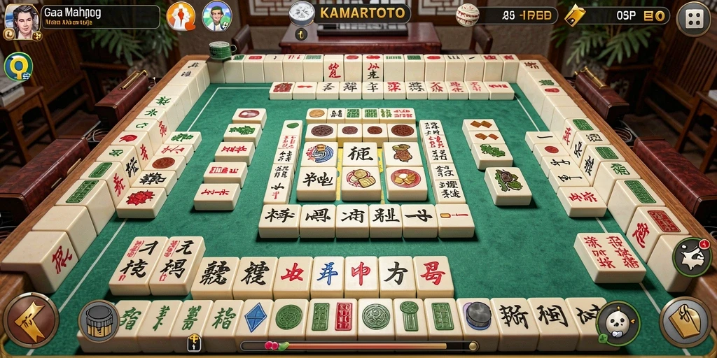 Tampilan gameplay KAMARTOTO yang seru dan interaktif dalam permainan Mahjong.
