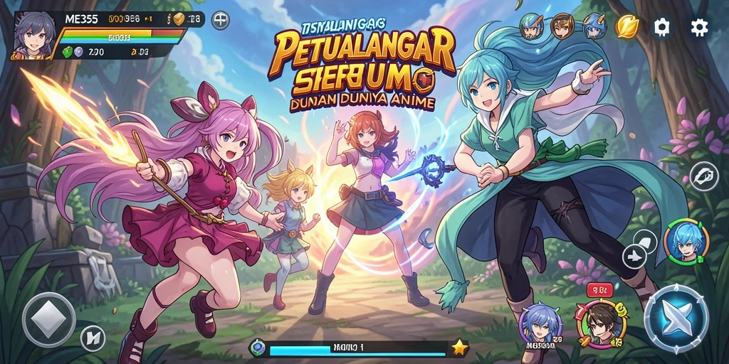 Screenshot gameplay ME355 menampilkan karakter Anime yang beraksi.