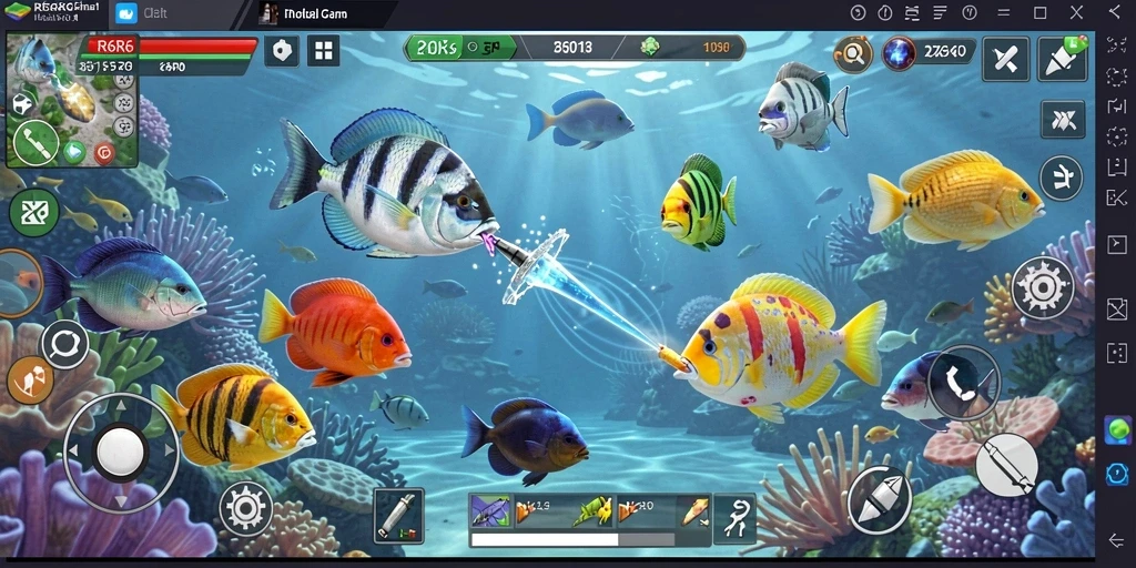 Tampilan gameplay R6R6 dengan aksi Tembak Ikan yang seru.