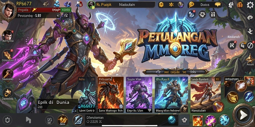 Screenshot dari gameplay RP6677 yang menunjukkan pertarungan epik antara pemain dan monster.