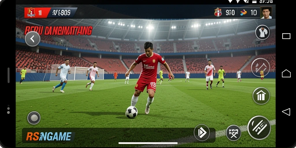 Tampilan gameplay RSNGAME yang seru dengan aksi sepak bola yang mendebarkan.