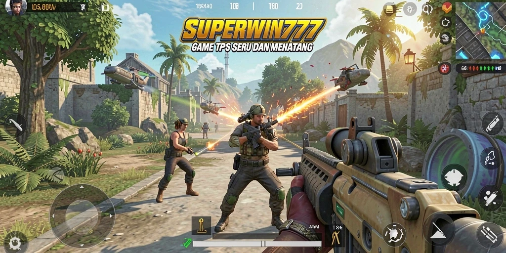 Tampilan gameplay SUPERWIN777 yang menegangkan dalam pertempuran TPS.